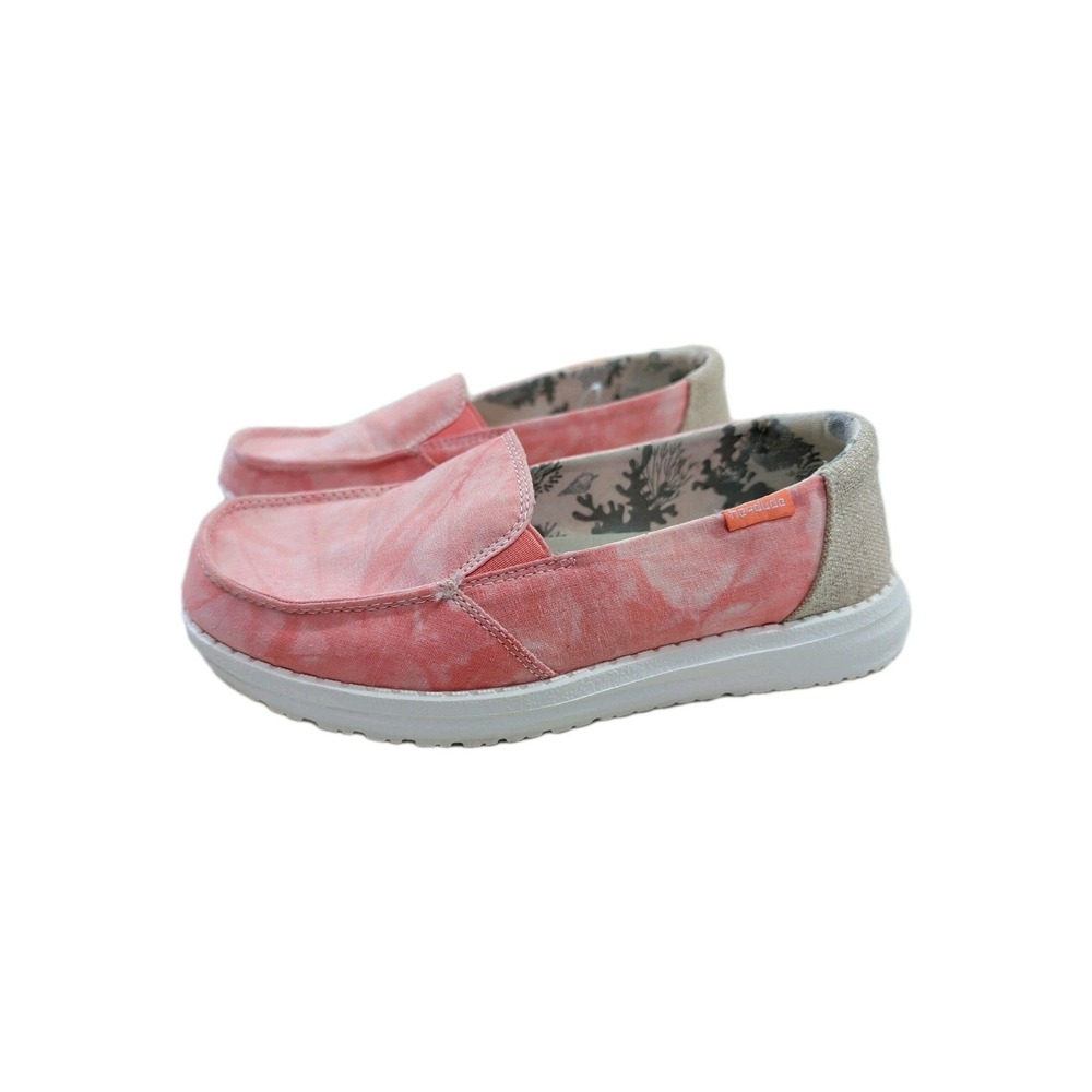 Hey Dude Lena Slip On Shoe Loafer Women 6 Tie Dye Peach Casual Lightweight Beach